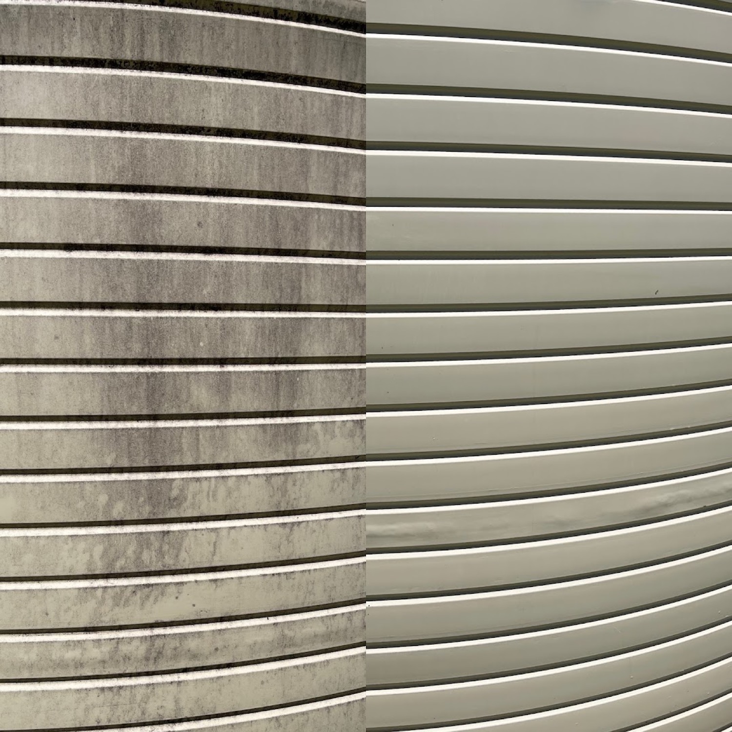 A rendered wall with one half still marked and the other half washed